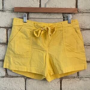 New York & Company | Yellow Linen-Blend Utility Shorts Size 2